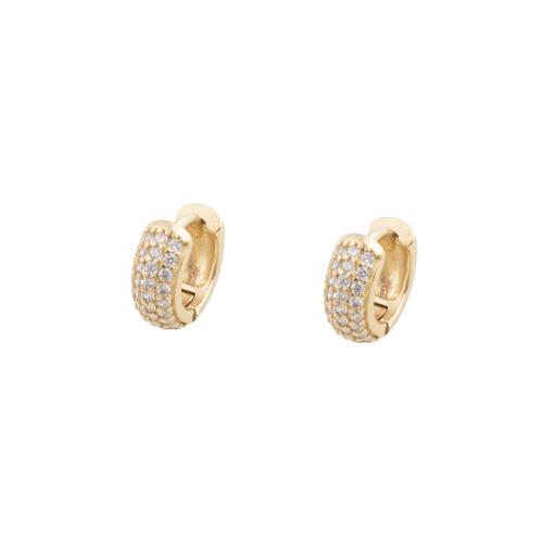 Cubic Zirconia Micro Pave Brass Earring, plated, micro pave cubic zirconia & for woman, golden, 8.50x3.50x9.50mm, 5Pairs/Lot, Sold By Lot