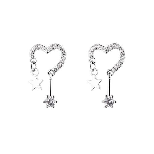 Cubic Zirconia Micro Pave Brass Earring, plated, micro pave cubic zirconia & for woman, platinum color, 20x12mm, Sold By Pair