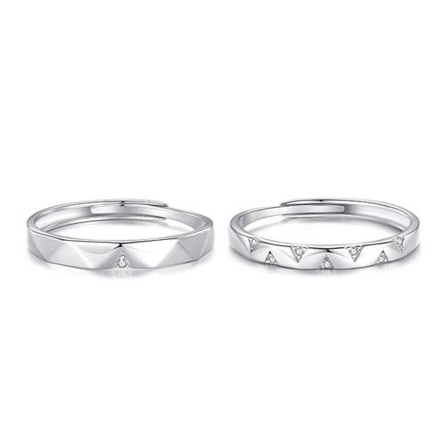 Couple Finger Rings Brass plated Unisex & micro pave cubic zirconia platinum color Sold By PC