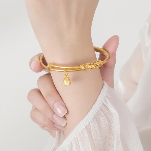 Bracelets en laiton, Placage, pour femme, doré, Diamètre intérieur:Environ 63mm, Vendu par PC