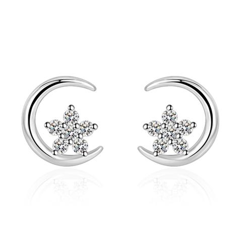 Cubic Zirconia Micro Pave Brass Earring, plated, micro pave cubic zirconia & for woman, platinum color, 8x7mm, Sold By Pair