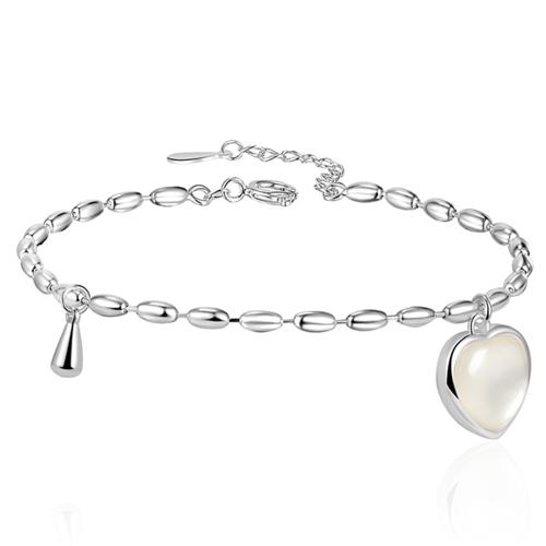 Brass Bracelet & Bangle with Cats Eye with 3CM extender chain plated for woman platinum color Length Approx 16 cm Sold By PC