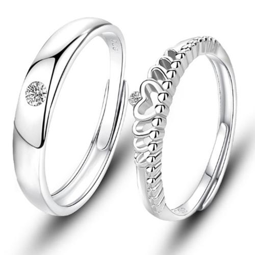 Couple Finger Rings Brass plated Unisex & micro pave cubic zirconia platinum color Sold By PC