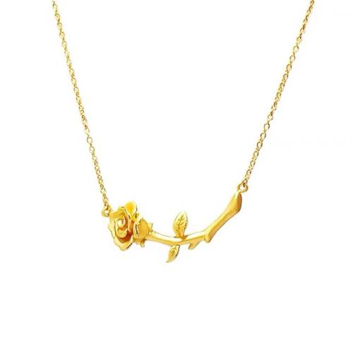 Collar de Latón, metal, con 5CM extender cadena, Rosa, chapado, para mujer, dorado, longitud:aproximado 40 cm, Vendido por UD