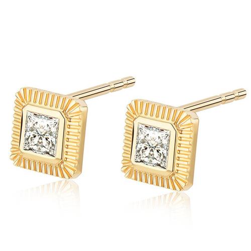 Cubic Zirconia Micro Pave Brass Earring, plated, micro pave cubic zirconia & for woman, more colors for choice, 10x10mm, Sold By Pair