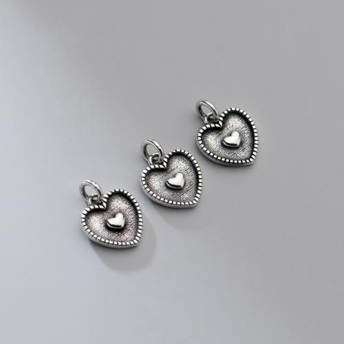 925 Sterling Silver Pendant, Heart, Antique finish, vintage & DIY, 12x10.50x2.20mm, Sold By PC