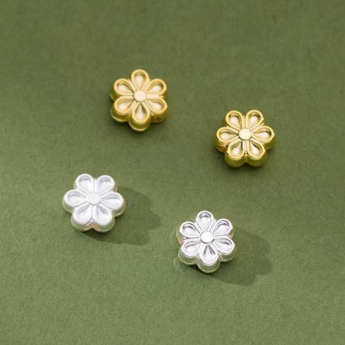 Perles en argent sterling 925, fleur, Placage, DIY, plus de couleurs à choisir, 10x4mm, Trou:Environ 2.2mm, Vendu par PC