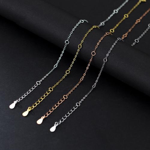 925 Sterling Silver Bracelet Findings, with 30mm extender chain, plated, cross chain & DIY & for woman, more colors for choice, 195x1.50mm, Sold By PC