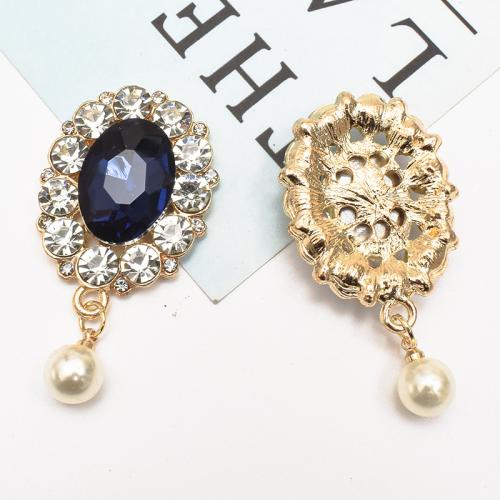 Hair Accessories DIY Findings Zinc Alloy with Plastic Pearl gold color plated with rhinestone blue black nickel lead & cadmium free Sold By Bag