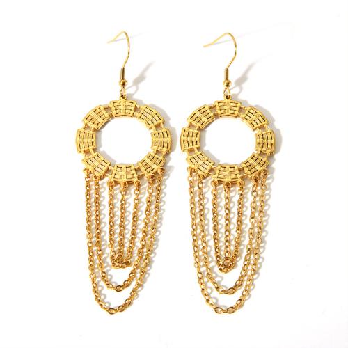 Mode-Fringe-Ohrringe, 304 Edelstahl, mit Kunststoff Perlen, 18K vergoldet, Modeschmuck & verschiedene Stile für Wahl & für Frau, goldfarben, verkauft von Paar