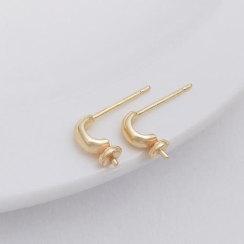 Brass Earring Stud Component 14K gold-filled without stones just a setting & DIY golden nickel lead & cadmium free Sold By Pair