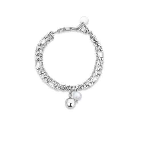 Bracelet d'acier titane, avec perle de plastique, avec 5cm chaînes de rallonge, fait à la main, bijoux de mode & pour femme, couleur originale, Longueur:Environ 16 cm, Vendu par PC