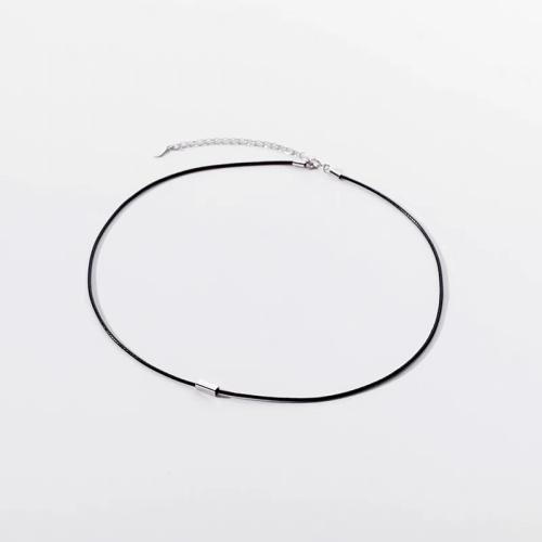 Ожерелье Мода Choker, титан, с Восковой шнур, с 5cm наполнитель цепи, ювелирные изделия моды & Женский, черный, длина:Приблизительно 30 см, продается PC