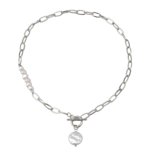 Zinklegierung Schmuck Halskette, mit Kunststoff Perlen, hochwertige plattiert und nie verblassen, Modeschmuck & für Frau, keine, frei von Nickel, Blei & Kadmium, Länge:ca. 45 cm, verkauft von PC