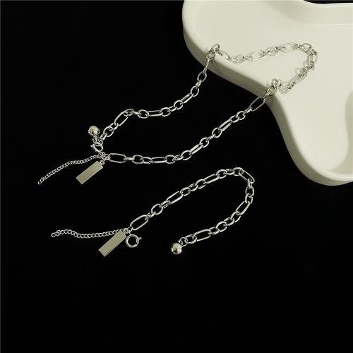 Zinc Alloy Jewelry Sets with Copper Coated Iron fashion jewelry & for woman silver color nickel lead & cadmium free Length Approx 46 cm Approx 17.5 cm Sold By PC