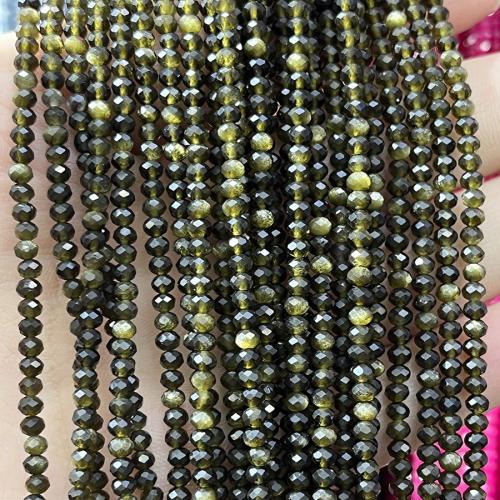 Perles bijoux en pierres gemmes, or Obsidian, abaque, bijoux de mode & DIY & facettes, couleurs mélangées, 2x3mm, Vendu par Environ 38 cm brin