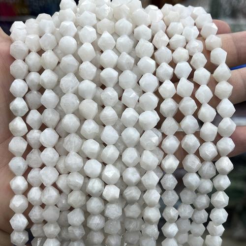 Natural Moonstone Beads, Blue Moonstone, Polygon, fashion jewelry & DIY & faceted, white, 8mm, Sold Per Approx 38 cm Strand