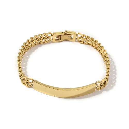 Titanium Steel Bracelet & Bangle, Vacuum Ion Plating, fashion jewelry & for woman, golden, Length:Approx 18 cm, Sold By PC