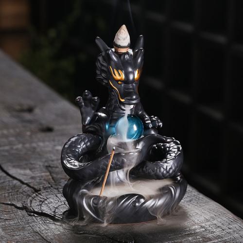 Backflow Incense Burner, Porcelain, Dragon, half handmade, for home and office & durable & multifunctional, 110x99x152mm, Sold By PC