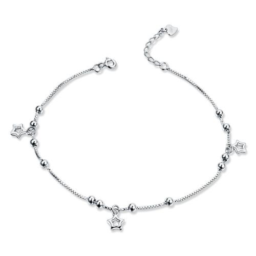 Fashion Sterling Silver Anklet, 925 Sterling Silver, with 3cm extender chain, fashion jewelry & for woman, nickel, lead & cadmium free, Length:Approx 23 cm, Sold By PC