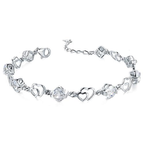 925 Sterling Silver Bangle Bracelet, with 3cm extender chain, fashion jewelry & for woman & with rhinestone, more colors for choice, nickel, lead & cadmium free, Length:Approx 16 cm, Sold By PC