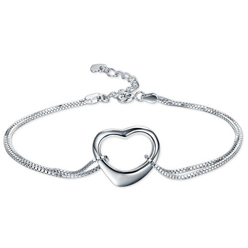 925 Sterling Silver Bangle Bracelet with 3.5cm extender chain Heart fashion jewelry & for woman nickel lead & cadmium free Length Approx 16.5 cm Sold By PC