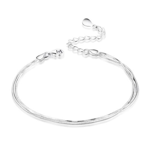 925 Sterling Silver Bangle Bracelet with 3.5cm extender chain polished three layers & fashion jewelry & for woman nickel lead & cadmium free Length Approx 16 cm Sold By PC