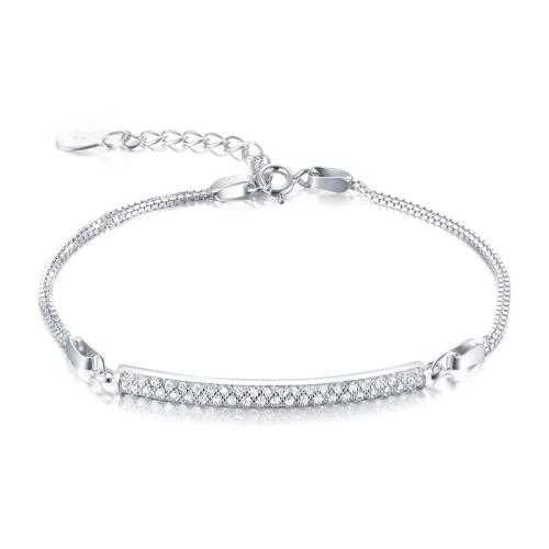 925 Sterling Silver Bangle Bracelet with 3cm extender chain fashion jewelry & for woman & with rhinestone nickel lead & cadmium free Length Approx 16 cm Sold By PC