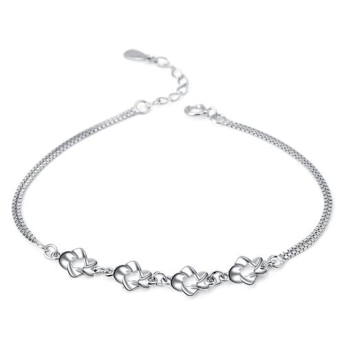 925 Sterling Silver Bangle Bracelet, with 3cm extender chain, Flower, polished, fashion jewelry & for woman, nickel, lead & cadmium free, Length:Approx 16.5 cm, Sold By PC