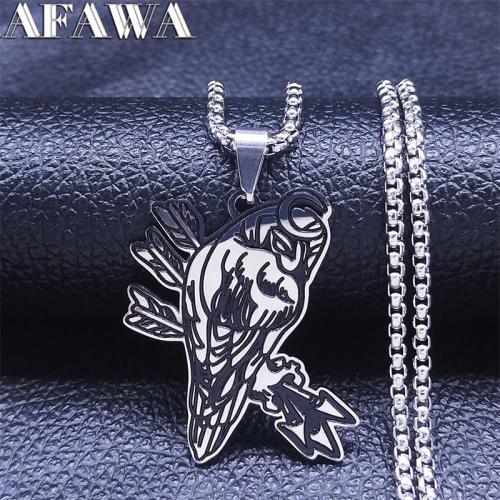 Stainless Steel Jewelry Necklace, 304 Stainless Steel, polished, fashion jewelry & Unisex, silver color, 37x33mm, Length:Approx 50 cm, Sold By PC