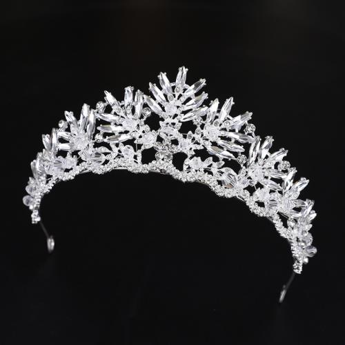 Bridal Tiaras, Tibetan Style, for woman & with rhinestone, silver color, nickel, lead & cadmium free, diameter 140mm, height 75mm, arc length 280-300mm, Sold By PC