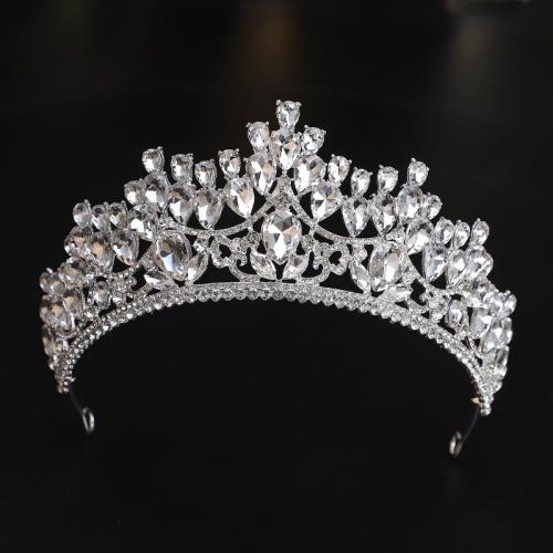 Bridal Tiaras, Tibetan Style, fashion jewelry & for woman & with rhinestone, silver color, nickel, lead & cadmium free, diameter 140mm, height 75mm, arc length 280-300mm, Sold By PC