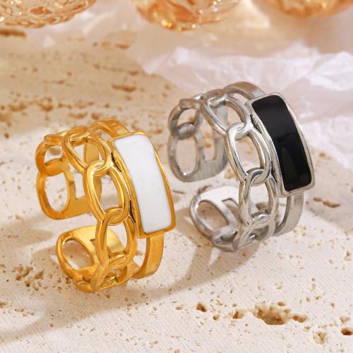 Enamel Stainless Steel Finger Ring, 304 Stainless Steel, Vacuum Ion Plating, fashion jewelry & for woman, more colors for choice, inner diameter 17mm, Sold By PC