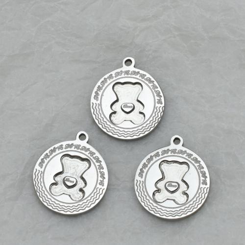 Stainless Steel Pendants, 304 Stainless Steel, Flat Round, polished, DIY, original color, 15x17mm, Sold By PC
