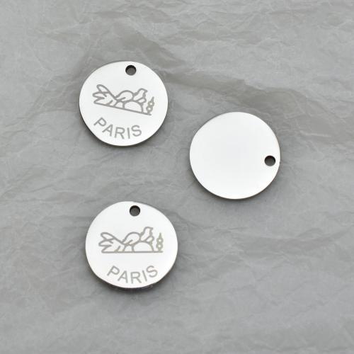 Stainless Steel Pendants, 304 Stainless Steel, Flat Round, polished, DIY, original color, 15x15mm, Sold By PC