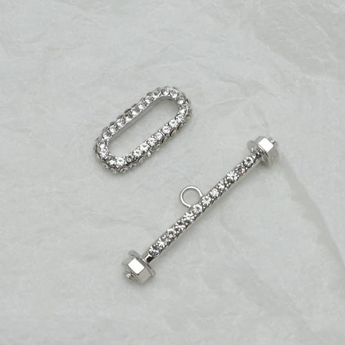 Zinc Alloy Toggle Clasp silver color plated DIY & with rhinestone nickel lead & cadmium free Sold By PC