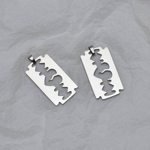 Stainless Steel Pendants, 304 Stainless Steel, Razor Blade, polished, DIY, original color, 25x50x1.55mm, Sold By PC