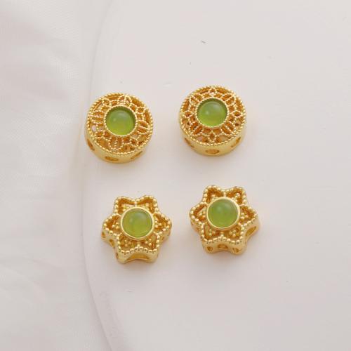 Brass Spacer Beads with Jade gold color plated DIY nickel lead & cadmium free Sold By PC