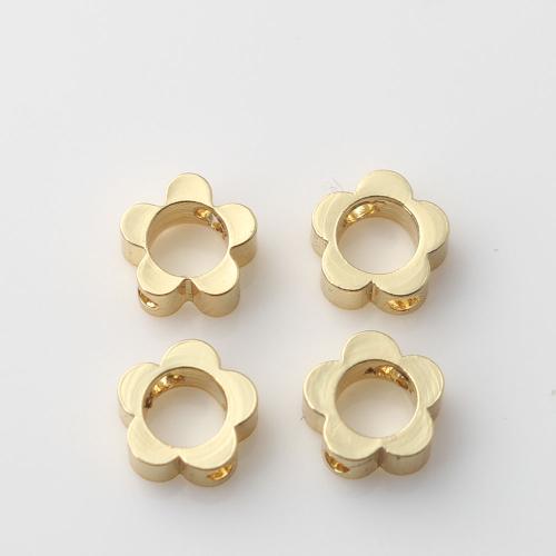 Perles bijoux en laiton, fleur, Placage de couleur d'or, DIY, protéger l'environnement, sans nickel, plomb et cadmium, 6.10x6x2.50mm, Vendu par PC