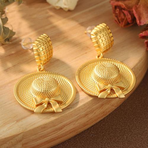 Zinc Alloy Drop Earrings Hat plated fashion jewelry golden nickel lead & cadmium free Sold By Pair