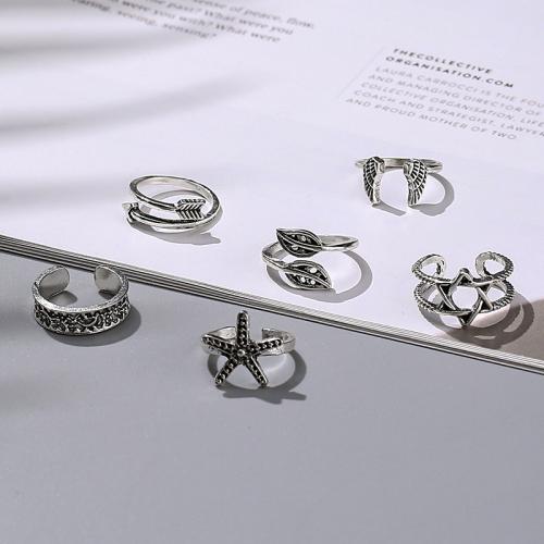 цинковый сплав Палец кольцо, 6 шт. & ювелирные изделия моды & разные стили для выбора & Женский, оригинальный цвет, не содержит никель, свинец, продается указан