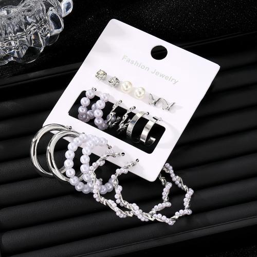 Zinklegierung Ohrringe, mit Kunststoff Perlen, Modeschmuck & verschiedene Stile für Wahl & für Frau, frei von Nickel, Blei & Kadmium, verkauft von PC