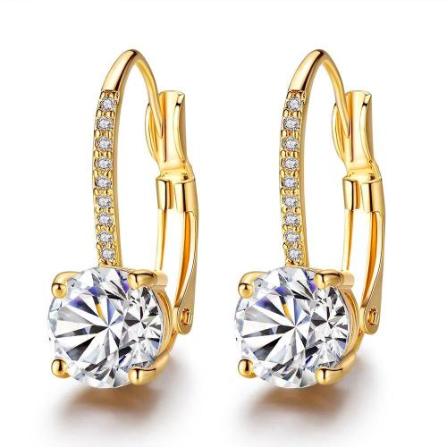 Cubic Zirconia Micro Pave Brass Earring, plated, micro pave cubic zirconia & for woman, more colors for choice, 22x12mm, Sold By Pair