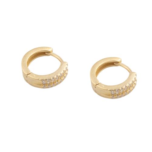 Cubic Zirconia Micro Pave Brass Earring plated micro pave cubic zirconia & for woman golden Sold By Lot