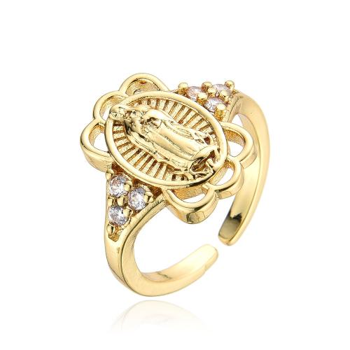 Kubieke Circonia Micro Pave Brass Ring, Messing, plated, micro pave zirconia & voor vrouw, goud, Verkocht door PC