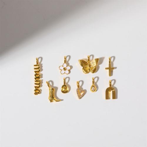 Mässing Smycken Hängen, plated, olika stilar för val & micro bana cubic zirconia & för kvinna & emalj, gyllene, Säljs av PC