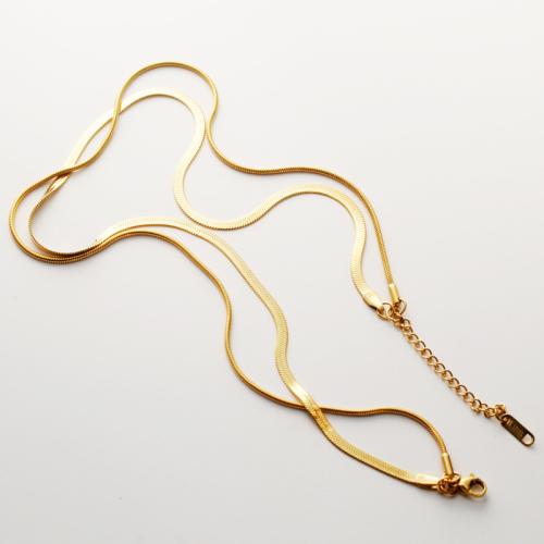Collier de bijoux en acier inoxydable, Acier inoxydable 304, avec 5cm chaînes de rallonge, Placage, pour femme, doré, Longueur:40 cm, Vendu par PC