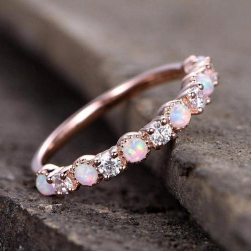 Zinc Alloy Finger Ring plated & micro pave cubic zirconia & for woman rose gold color Sold By PC