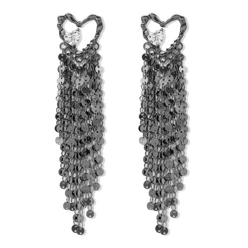 Zinc Alloy Tassel Earring Heart plated for woman & hollow Sold By Pair
