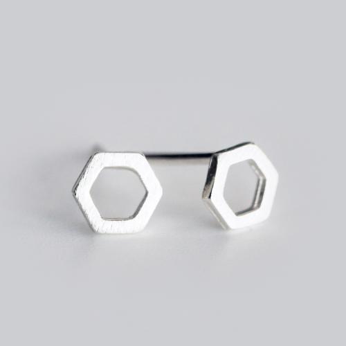 925 Sterling Silver Stud Earring, different styles for choice & for woman & hollow, silver color, earring length 5-6mm, Sold By Pair
